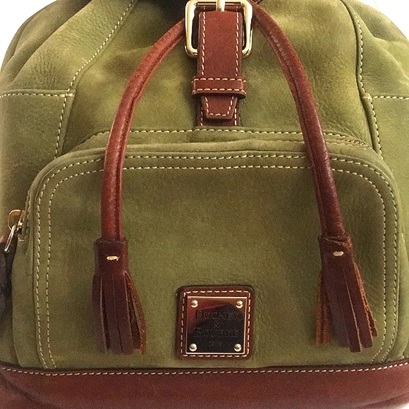 DOONEY & BOURKE Green Nubuck Leather Backpack EUC VINTAGE Y2K AUTHENTIC - Picture 2 of 16